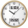 MAG Wall Clock Analog Stylish Interior Thermometer Hygrometer Calendar Silent Continuous Second Hand Diameter 29.0 Cm Wood Grain Natural Double Point