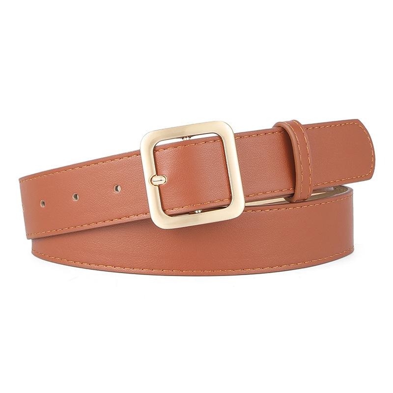 Square Pin Buckle Retro Belt 3.3 Wide Belt Cic Jeans Belt Student Pu Belt