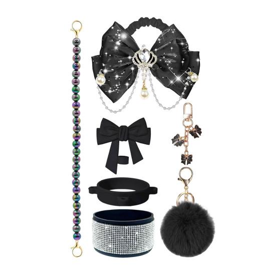 1 Set Tassenmanschette Funkelnde Strasssteine Imitierte Perlen Schleifen-Dekor Tassenzubehör mit Silikon-Bodenprotektor