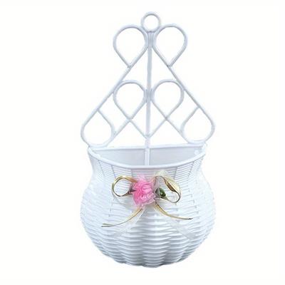 Cesto di fiori appeso Giardino Festa Fatto a mano Fai da te Vaso Articoli vari Organizzatore Appeso a parete Rattan artificiale Decorazione per la casa Vasi
