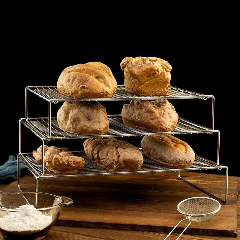 3 Tier Eavy Duty Stackable Cooling Rack Set Cooling Cookie Wire Rack for Cooking and Baking Grilling