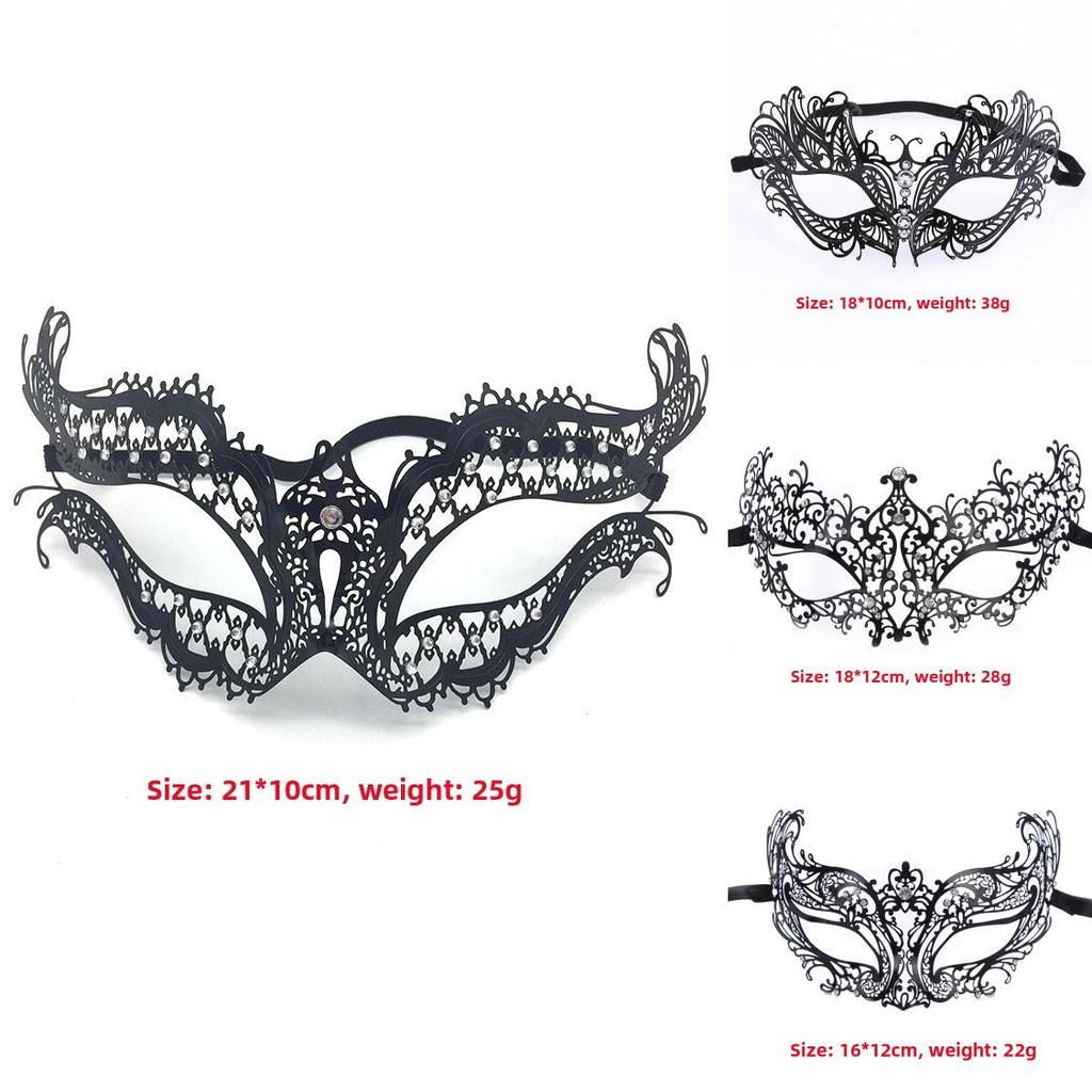 Metal Mask For Adults With Water Drill Decoration For Halloween And Cosplay Parties