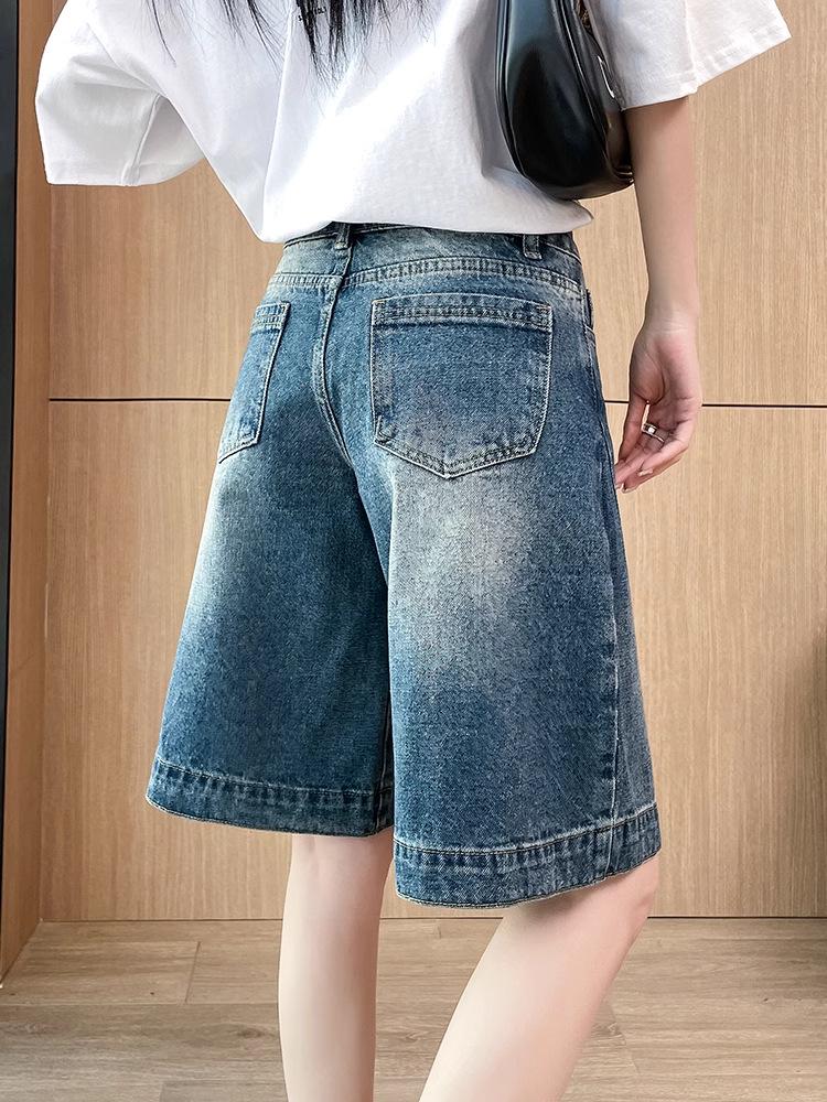 Women's Blue Denim Shorts - 2025 Summer Fashion, Loose & Slimming Design Capris