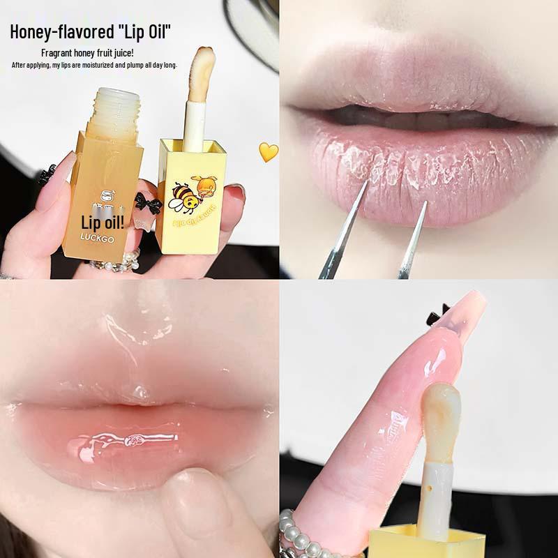 LUCKGO Honey Lip Care Set: Moisturizing & Hydrating Gloss for Plump, Translucent Lips & Reducing Lip Lines.