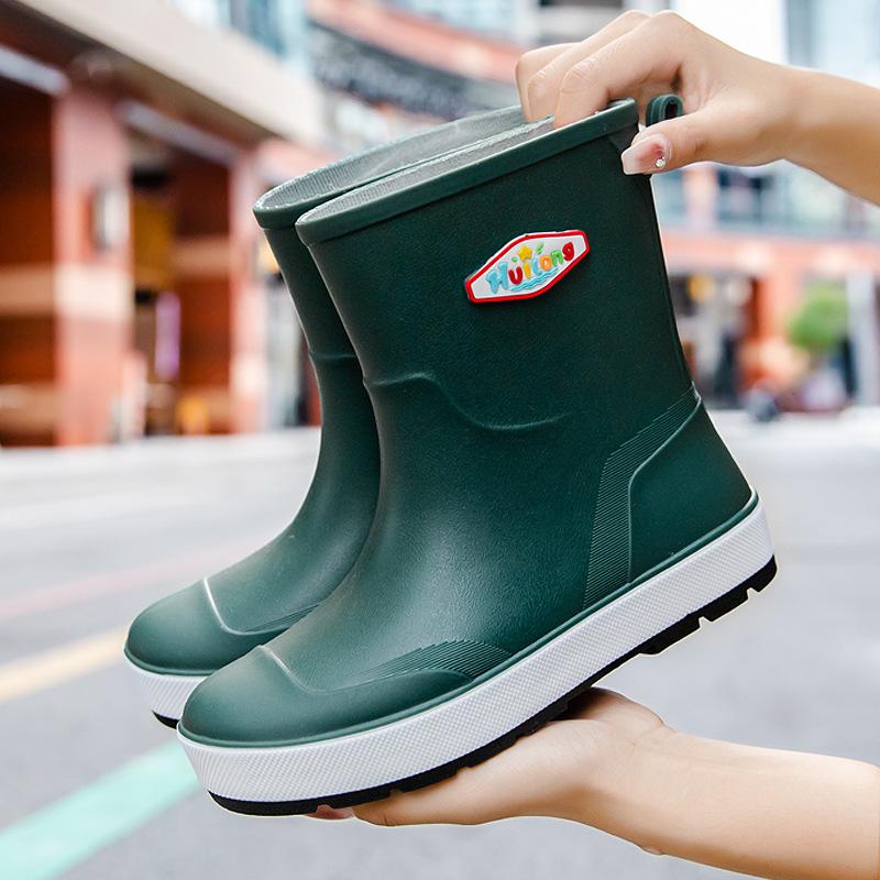

Новые модные женские резиновые сапоги средней высоты, зимние теплые женские резиновые сапоги, съемные хлопковые четырехсезонные резиновые сапоги для женщин 40 [one size larger with cotton]