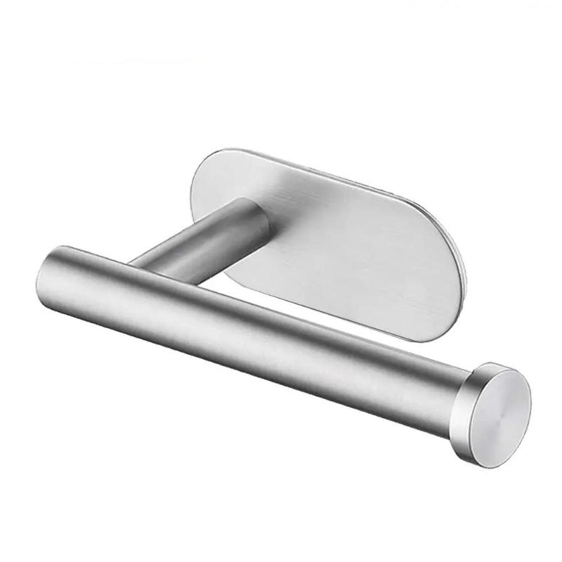 

Тримач для паперових рушників з нержавіючої сталі Клейкий тримач для рулону туалетного паперу Без перфоратора Кухня Ванна кімната Туалет Подовжена полиця для зберігання срібний