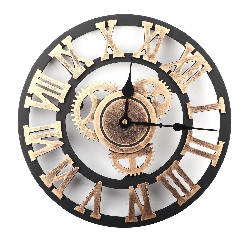 30cm Diameter Vintage Wall Clock 3D Design Handmade Wall Clock Gear Wall Clock Bedroom Use