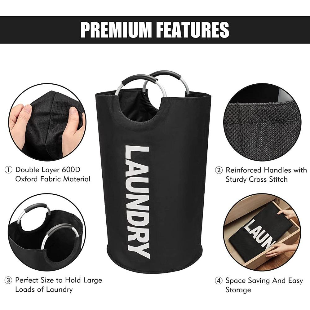 Padded Handle Waterproof Laundry Basket 82L Dirty Clothes Hamper  Laundry Room