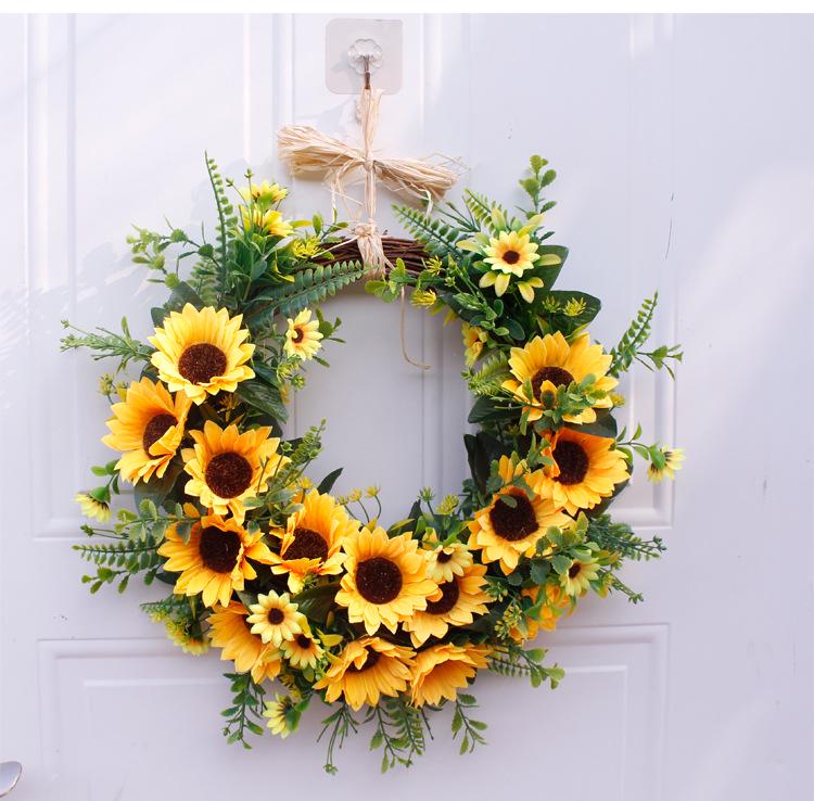 40cm Medium Sunflower Half Circle Wreath
