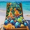 Asciugamano da Spiaggia Personalizzato con Cartone Animato di Dinosauro, Nome Personalizzato, Asciugamani da Bagno in Microfibra per Bambini, Morbido, Asciugatura Rapida, Telo Mare per Piscina