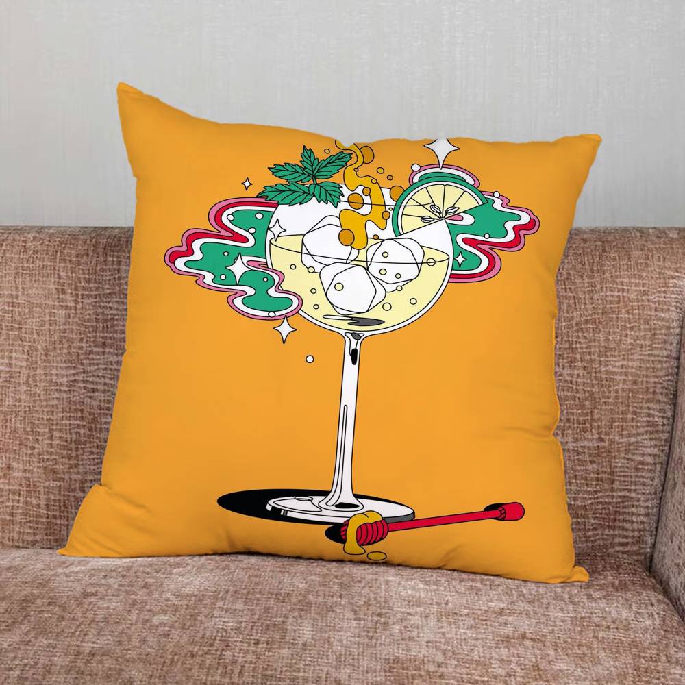 Cocktail Art Pillow Case Pillowcase Home Sofa Cushions Car Cushions Pillowcover Office Pillowshell Pillow
