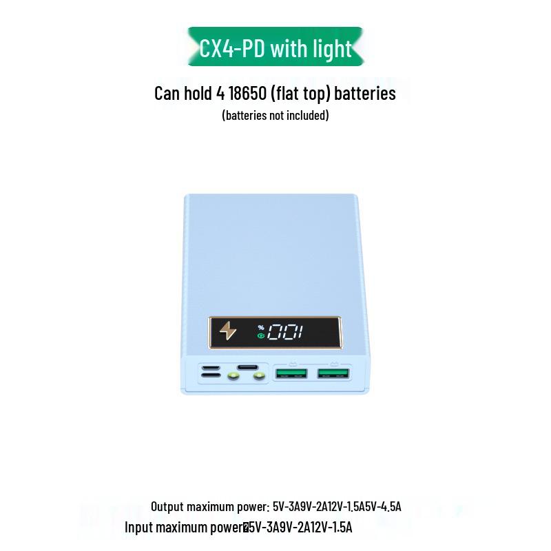Magnetic Detachable 4-Section Solderless 18650 Battery DIY Power Bank Kit