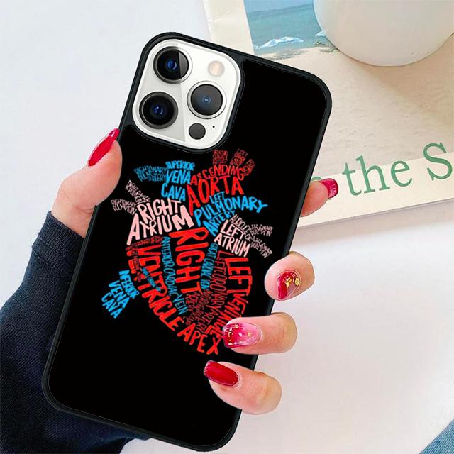 

Винтажный чехол для телефона с анатомией сердца, сердца и мозга медсестры для iPhone 13 11 12 Pro Max mini XS XR X 8 Plus 7 SE 2020 6S 5S Coque iPhone 13