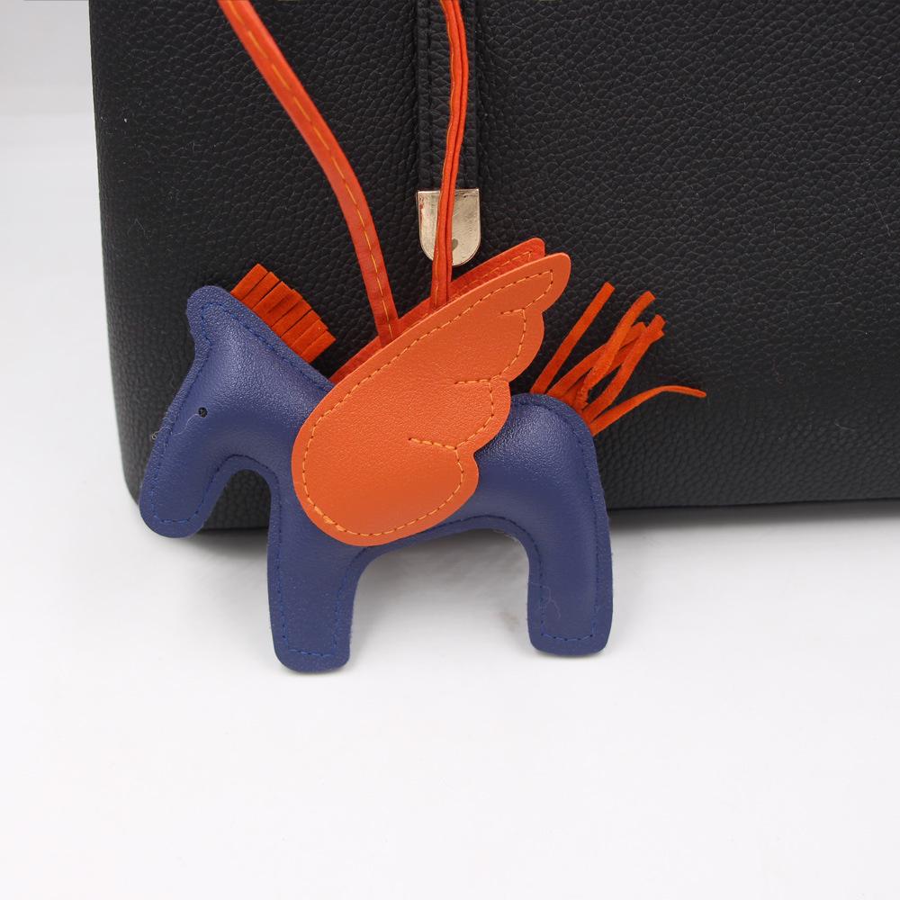 Pegasus Charm Tassel Keychain: Faux Leather Pony Backpack Accessory