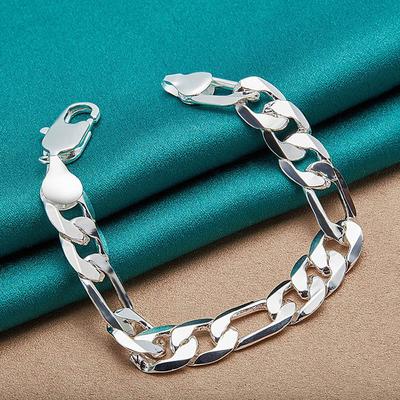 Bracciale a catena laterale da 12 mm in argento sterling 925 Gioielli di moda MB116