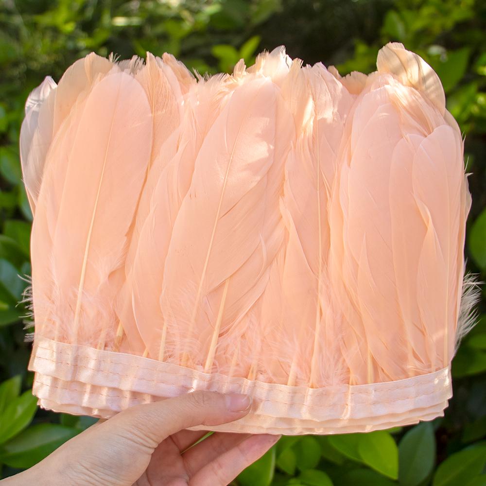 2 Meter Natural Dyed Goose Feather Trim Fringe Ribbon for Wedding Decor Costume Accessories DIY Crafts Gift Wrapping Supplies