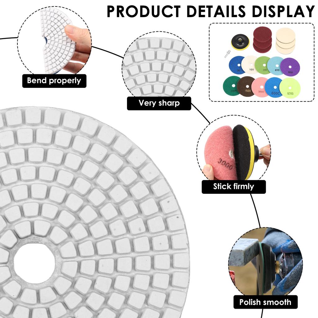 Diamond Polishing Pad Wear Resistant Buffing Pad Good Grinding Effect Polishing Disc Wear Resistant Buffing Disc for Concrete