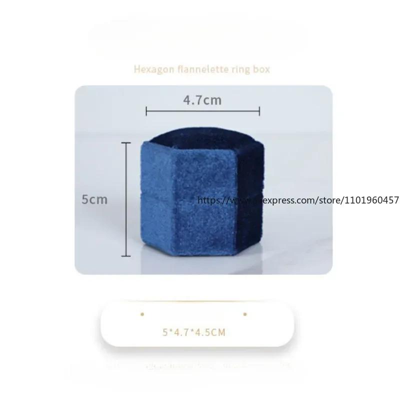 Sage Sechseck Samt Ringbox Einzel- & Doppelschlitz für Abschluss Verlobungsring, Braut Foto Detail Requisiten, Erinnerungsstück, Monogramm