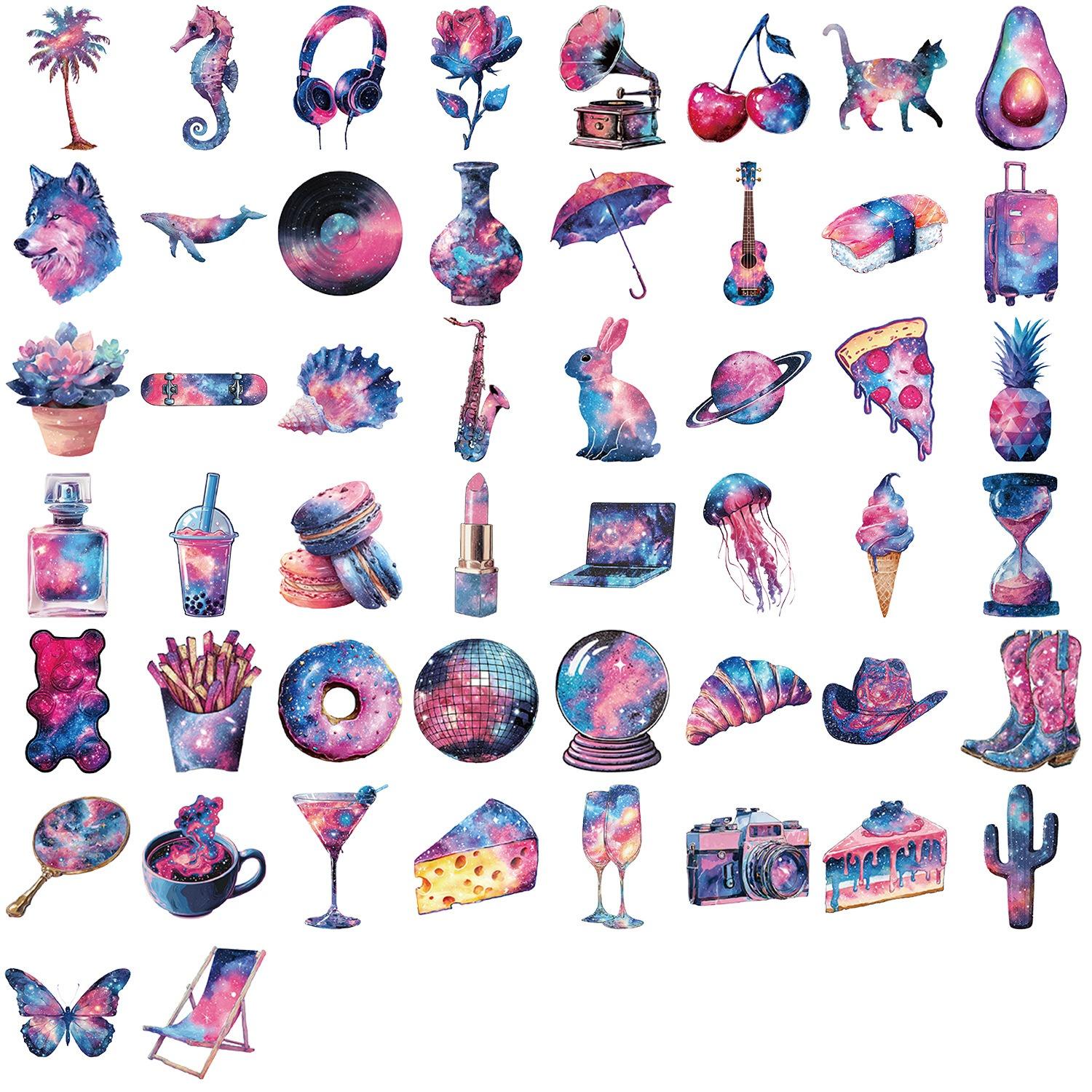 50Pcs/Set Starry Sky Art PET Clear Stickers Waterproof DIY Fashion Journal Decals Transparent Stickers (2 Styles) 01-50Pcs