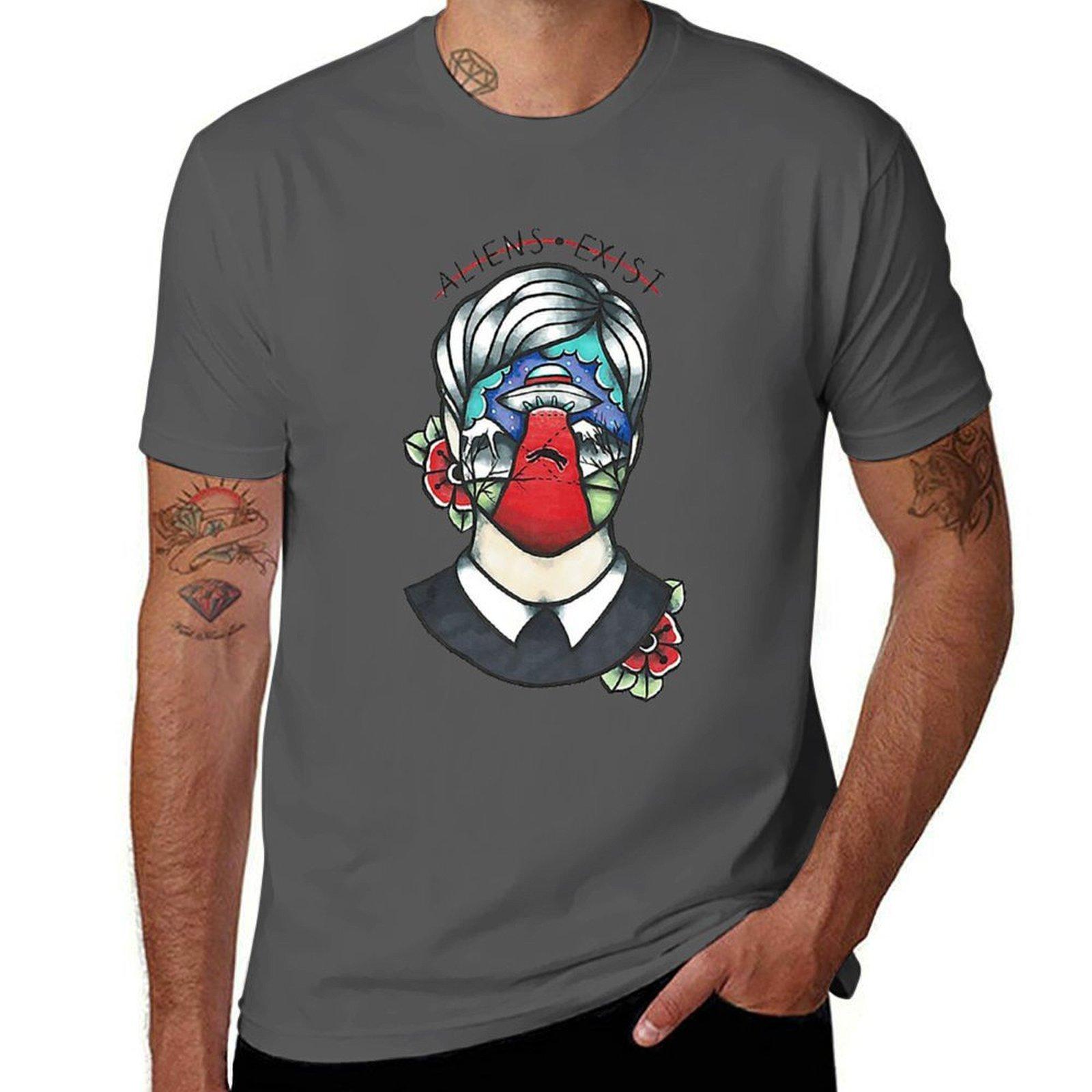 

aliens exist TShirt Casual Pattern Print Tee Shirt 4XL