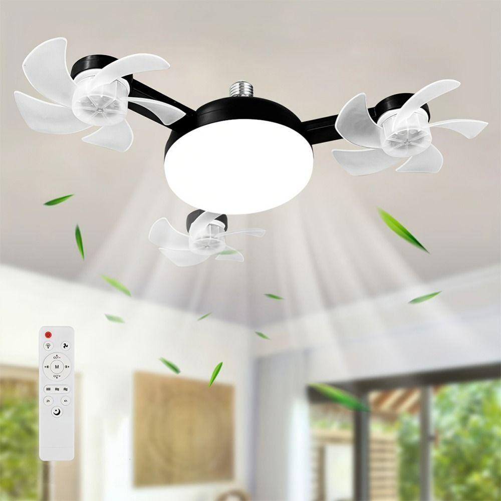 Ventilatore da Soffitto con Telecomando Lampada da Soffitto 2 in 1 Ventilatore Elettrico Senza Fili Semplice Soggiorno