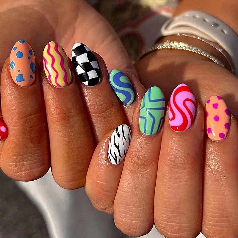 French Tip Press On Nails Long Coffin False Nails Press On Acrylic Glue On Nails Full Cover False Nails Wearable Fake Nails Set