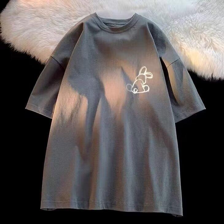 

Новая летняя футболка с короткими рукавами для мужчин, тренд в корейском стиле, простой топ с короткими рукавами, свободная повседневная брендовая футболка в гонконгском стиле 5XL серый