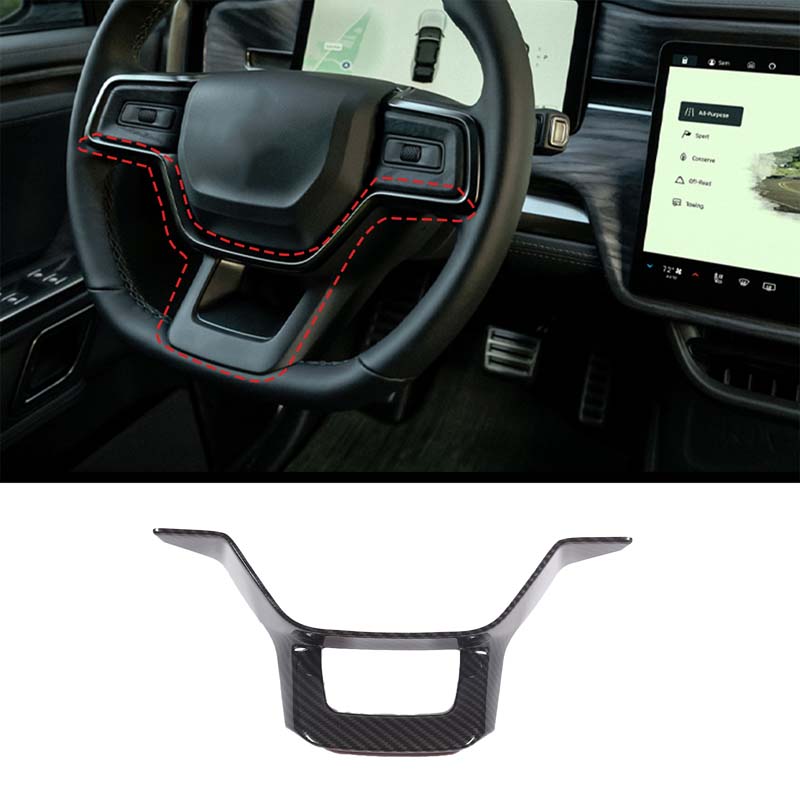 ABS Carbon Fiber For Rivian R1T R1S Car Styling Steering Wheel Buttons Decoration Frame Cover Trim Car Interior Accessories