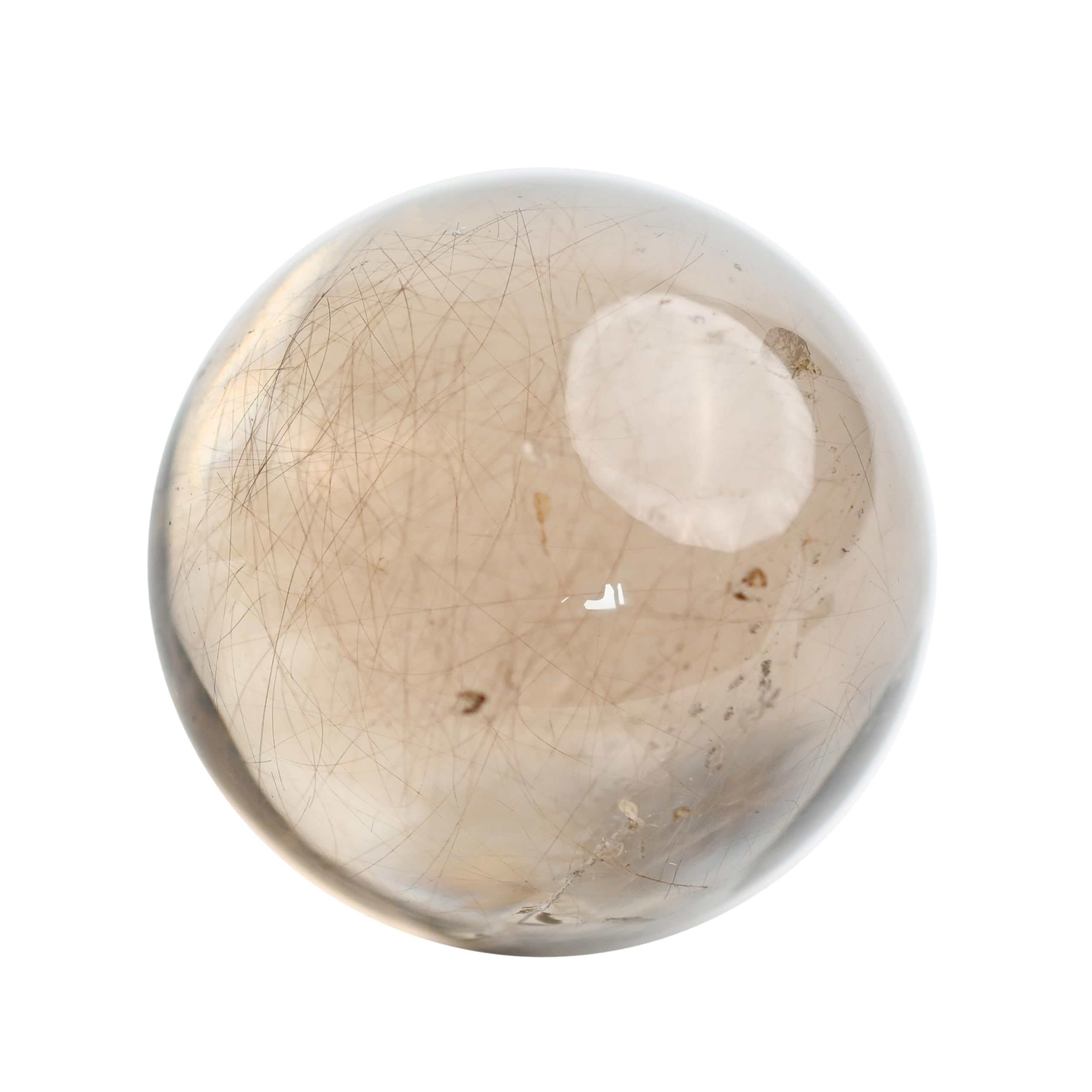 

Димчастий рутилований кварцовий круглий куля сфера 40 мм куля 87 г золота голка кристал гроші удача робота удача сила камінь амулет [Eigado] золотий