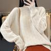 Autumn And Winter New Round Neck Hollow Wool Knitted Sweater Women'S Loose And Thin Long-Sleeved Versatile Jacquard Sweater Large Size