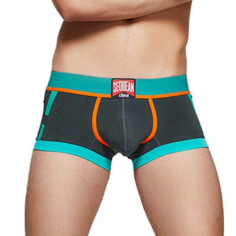 Men's Fashion Color Block Boxer Briefs Sexy Low Waist Male Boxer Shorts Comfor Breath Printed Underwear