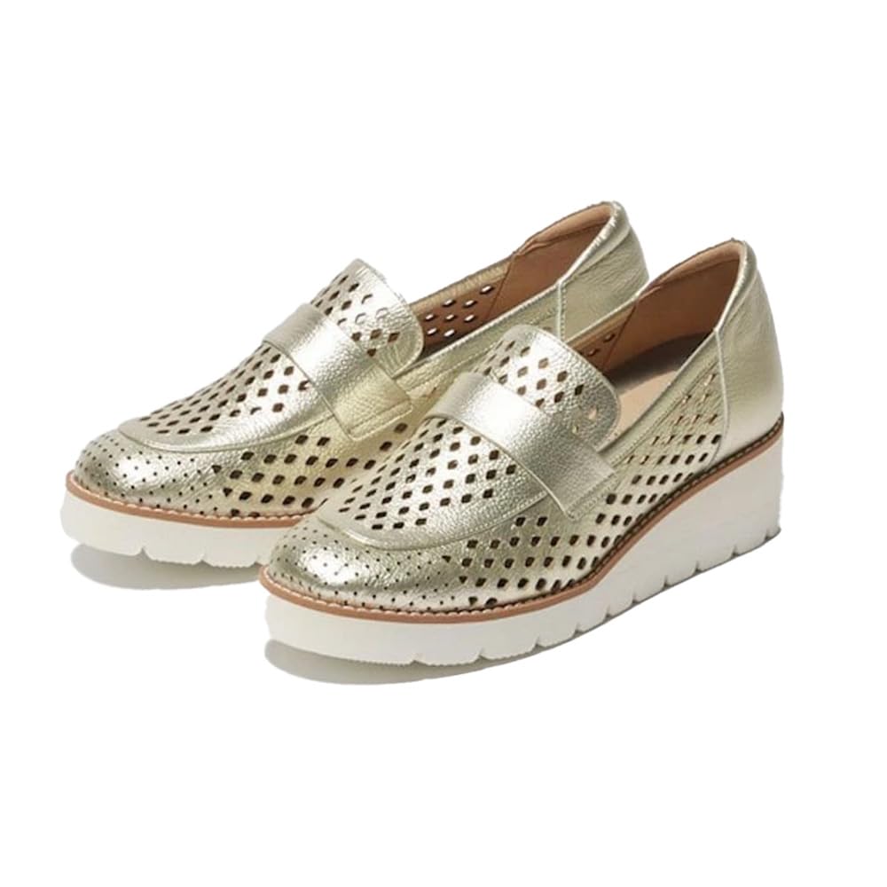 

4E Punching Loafers Made in Japan Japanese Shoe Size [Miss Kyoko] Women s (Platinum, Dimensions, Adult, Number, 24.0 cm) платиновий