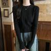 Autumn and Winter Korean Style Unique Slim Fit Temperament Round Neck Long Sleeved Knitted Base Sweater Women's Sweater with Warm Top Underneath