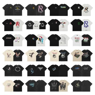 Mens Oversized Vintage Washed Cotton T-Shirt With Cartoon Animal Print Streetwear Loose Fit Short Sleeve Tee