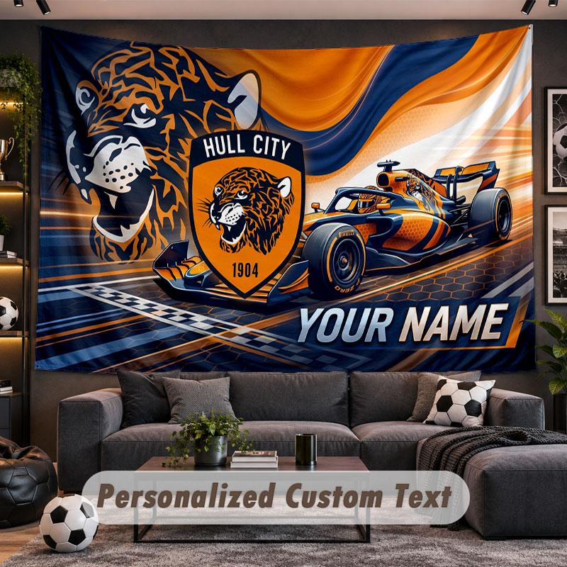 Wall Hanging Tapestry Custom NameHull FC Pattern Personalized Printed Fabric Wall Decor