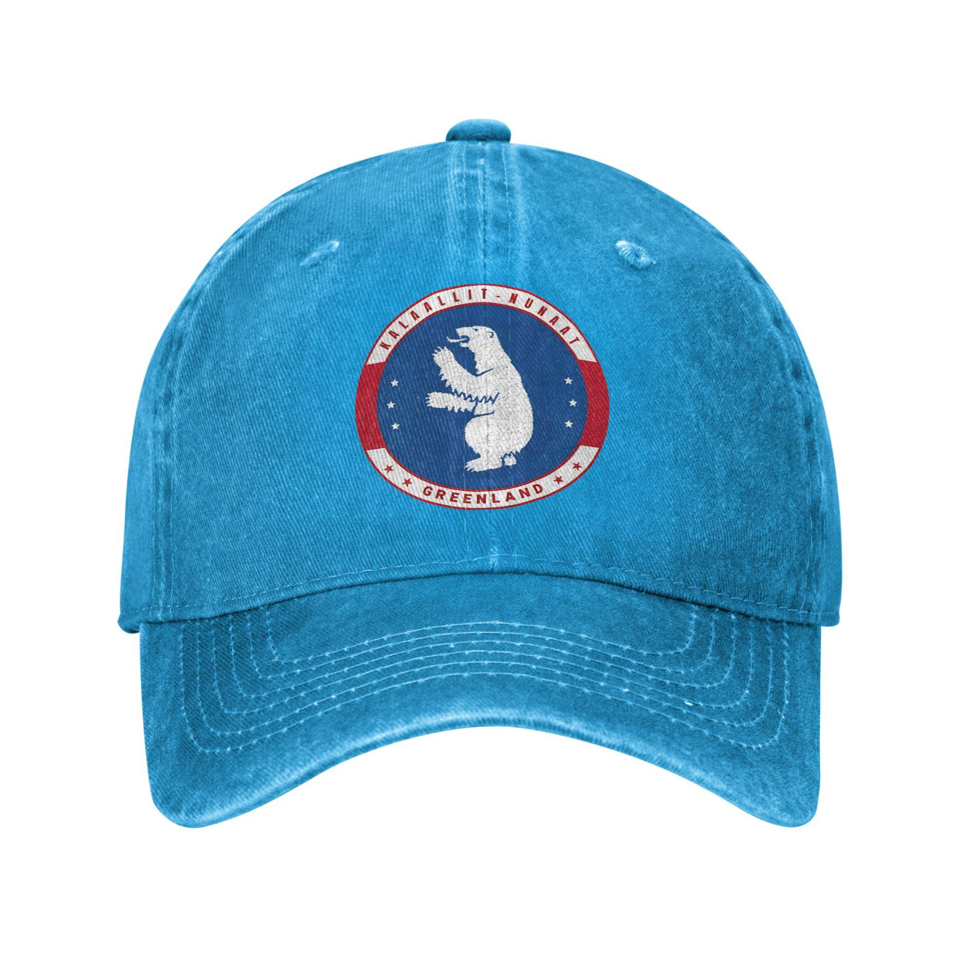 Gorra De Béisbol Casual Para Hombre Con El Escudo De Armas De Groenlandia Oso Polar Kalaallit Nunaat Y Sol Azul Y Rojo Estilo