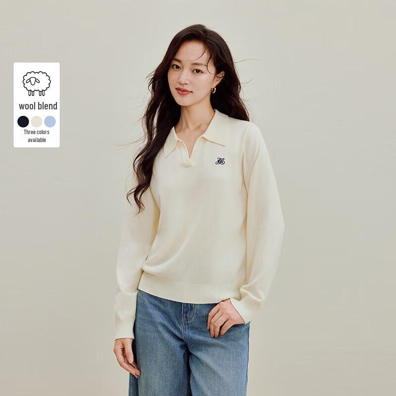 INMAN Women's 2025 Autumn Long-Sleeve Commuter Lapel Knit Sweater