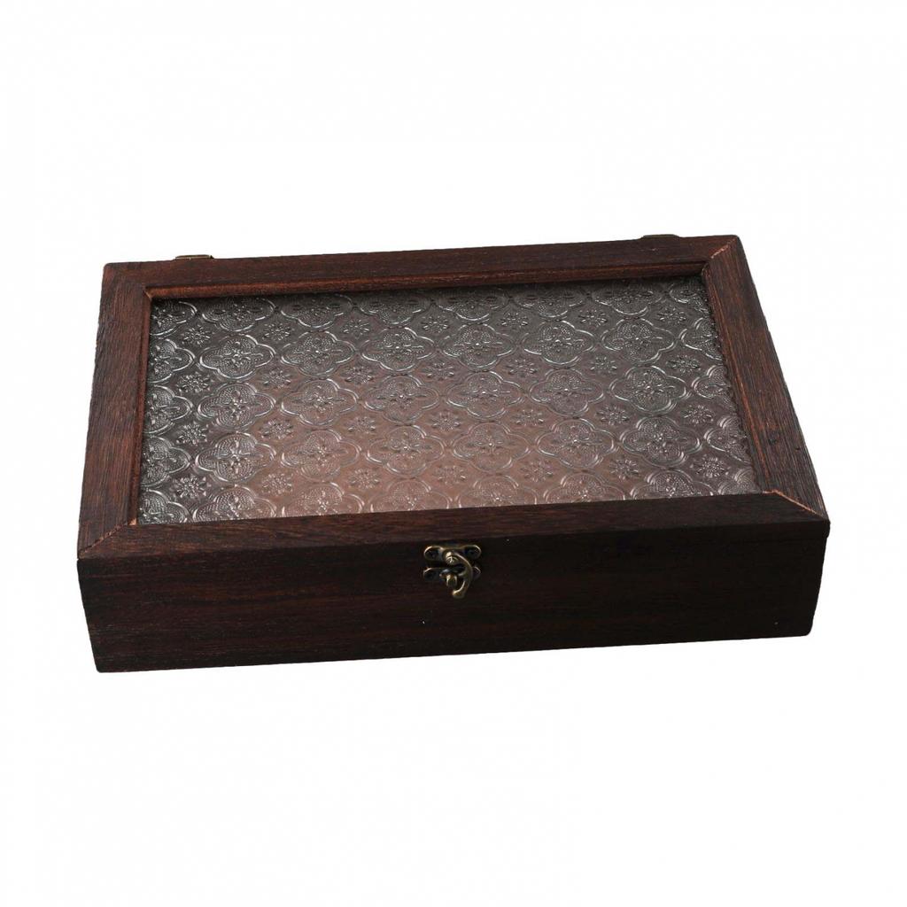 Decorative Box Begonia Flower Desktop Storage Solid Wood