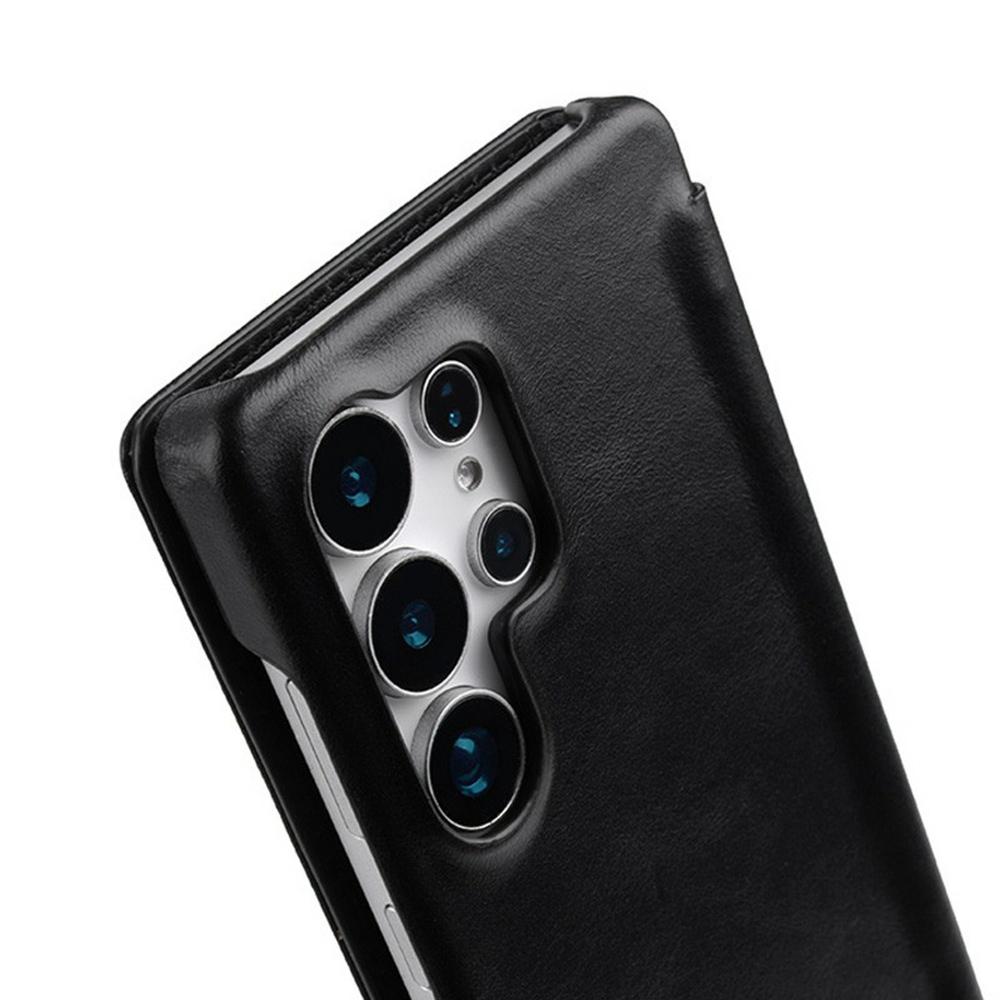 MELKCO For Samsung Galaxy S25 Ultra Case Card Slots Genuine Cow Leather Flip Phone Cover
