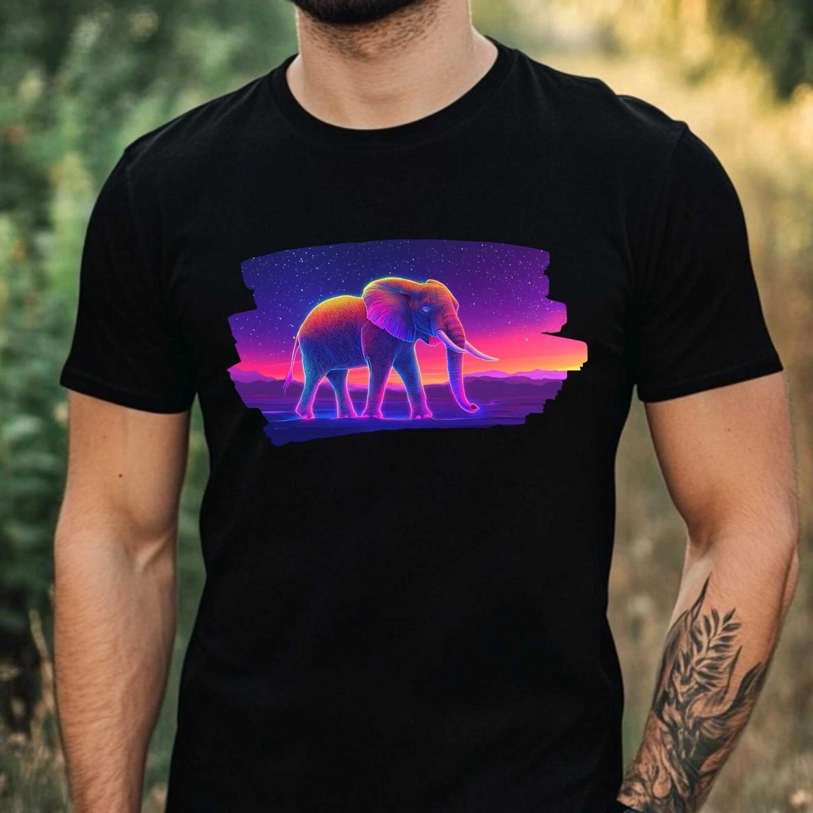 T-Shirt Herren Neon Elefant Motiv Baumwolle Größe XS bis 5XL L