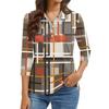 Camicia Casual da Donna con Collo a Revers, Manica Corta 3/4, Stampa, Top da Donna con Bottoni