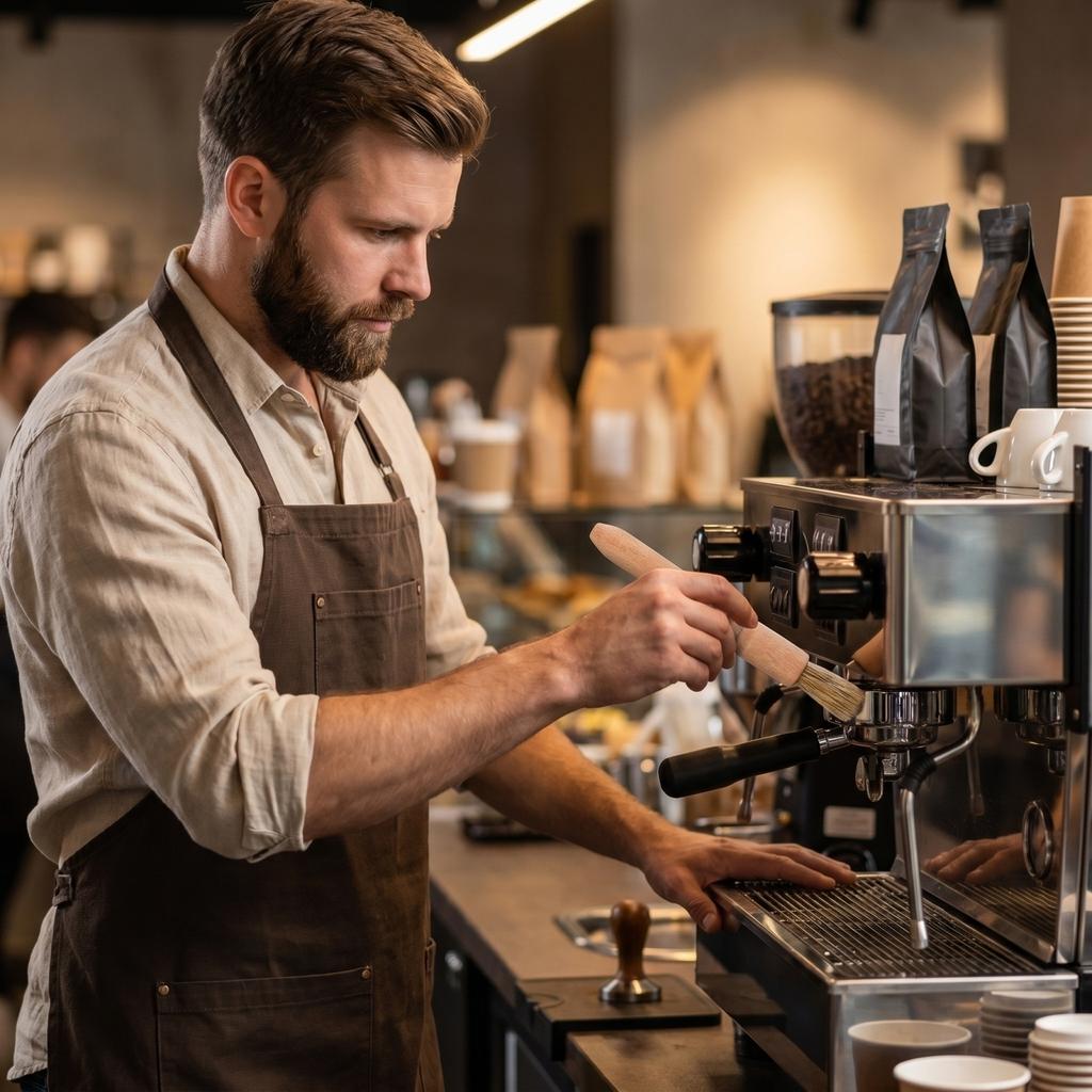 Kaffeemaschinen-Reinigungsbürsten-Set, Holz-Mühlenbürste, Brühgruppenbürste, Kaffee-Bürsten-Set für Kaffeemaschinen