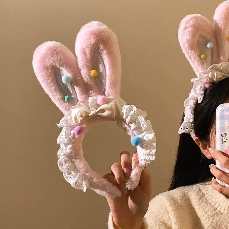 Lolita Cosplay Easter Headband Cute Cartoon Rabbit Ears Hairband for Festival Party Decorations Accessories