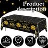3Pcs 60th Birthday Tablecloth Decorations 60 Year Old Birthday Decorations Black Gold Happy 60 Birthday Table Cloth Rectangle Table Decorations 60th