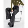 Women's Spring and Autumn Solid Color PU Leather Pants High Waist Loose Casual Long Pants