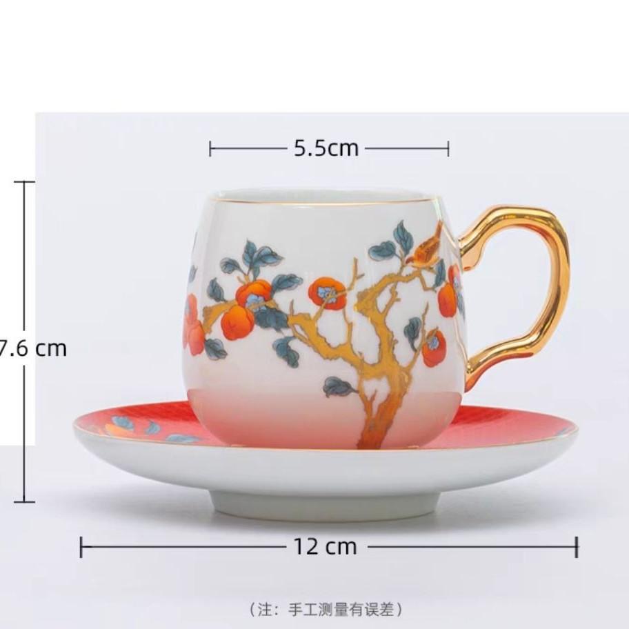 Enamel Color Ceramic Coffee Cup And Saucer Set Creative Mug Master Single Cup Wanhua Inner Arowana Blue And White Porcelain Tea Cup