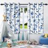 2pcs Plants Leaf Flowers Blue Blackout Curtains Home Bedroom Living Room Darkening Apartment Decoration Grommet Window Drapes