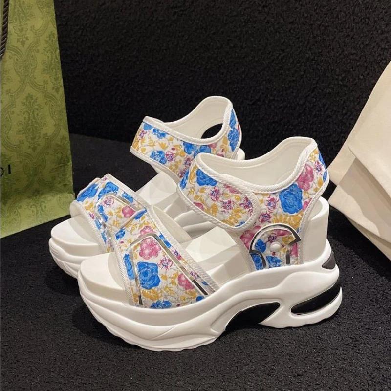 Fashion Platform Sandals Female 2025 Summer Fashion Peep-toe Shoes Character With High Heel Muffin Daddy Leisure Sports Sandals Female