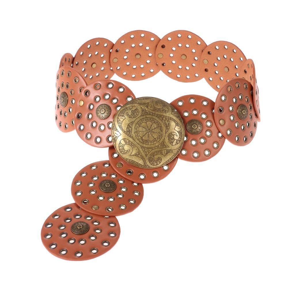 

Увеличенный ковбойский полый ремень Y2K Широкий дисковый ремень Ковбойский широкий дисковый ремень для женщин Camel-A