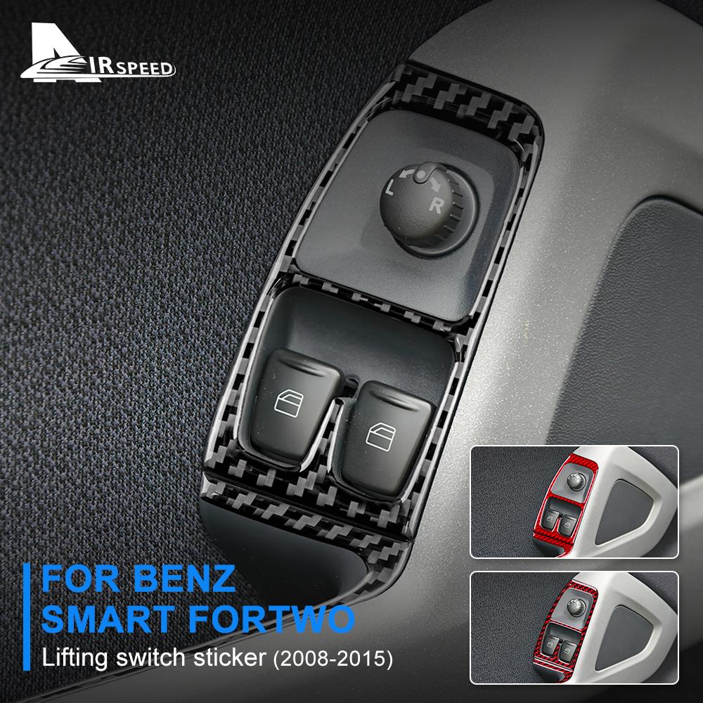 Real Soft Carbon Fiber for Mercedes Benz Smart 451 Fortwo 2008 2009-2014 2015 Car Door Window Lift Switch Button Panel Sticker